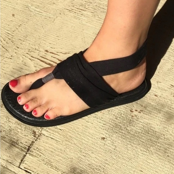 Sanuk Sling Yoga Mat Black Women's Sandals 6-7 - Picture 1 of 7